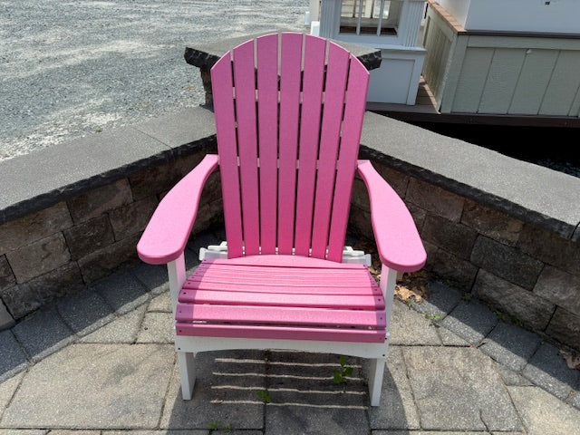 COMFO BACK FOLDING ADIRONDACK CHAIR- PINK ON WHITE - Garden Time