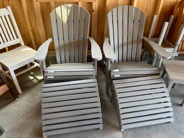 COMFO BACK FOLDING ADIRONDACK CHAIR WITH FOOTSTOOL- DRIFTWOOD GRAY - Garden Time