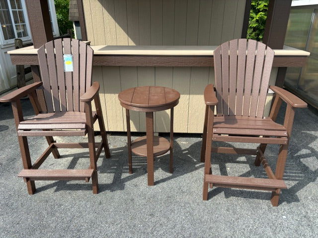 COMFO BACK BAR HEIGHT ROUND END TABLE SET- BROWN - Garden Time