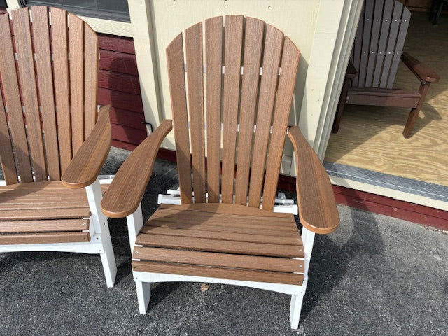 COMFO BACK FOLDING ADIRONDACK CHAIR- ANTIQUE MAHOGANY ON WHITE - Garden Time