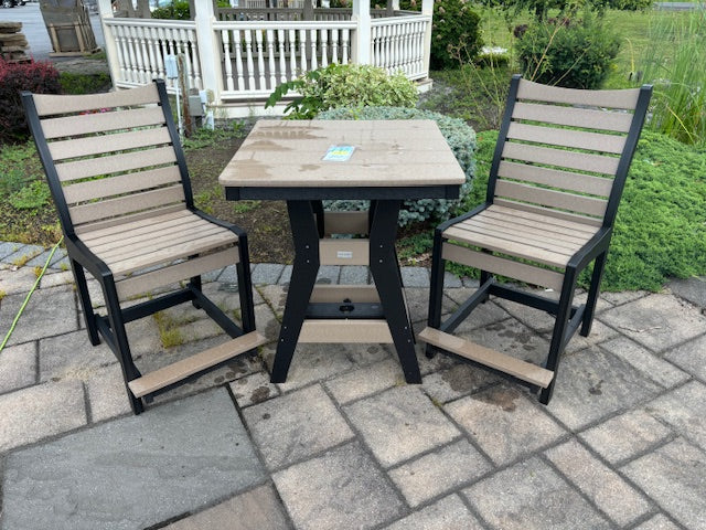 HARBOR COUNTER HEIGHT TABLE SET- WEATHERWOOD ON BLACK - Garden Time